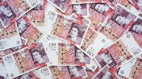 £50 notes scattered