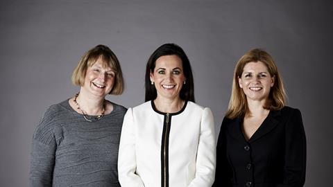 Amanda McAlister (centre) with Liz Cowell (left) and Fiona Wood (right)