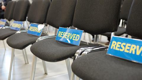 Reserved sign on seats