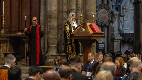 Lord chancellor Shabana Mahmood at the opening of the legal year 2024 at Westminster Abbey, London