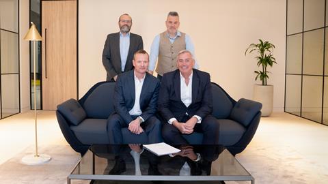 Back (L-R): Richard Langley, senior partner, and Simon Yeldham, CFO, Broadfield UK. Front (L-R): Chris Price, managing director and UK/EMEA head of SHPLS and John Hutchinson, managing partner, Broadfield UK