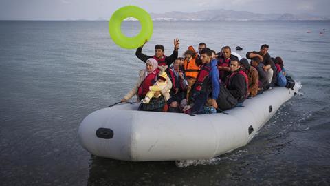 Refugees in a boat