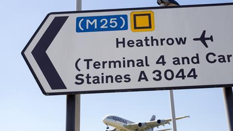 Road sign for Heathrow airport