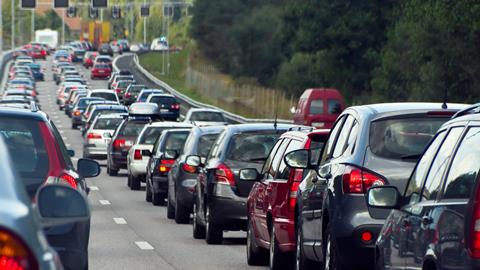Cars queuing on a motorway