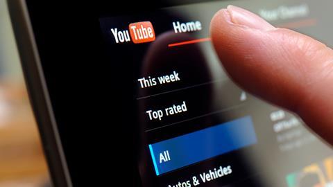 A close up of the Youtube app on a touchscreen device