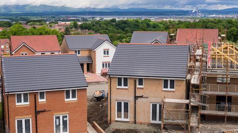 UK construction site, new build houses
