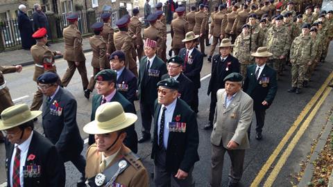 Army veterans march