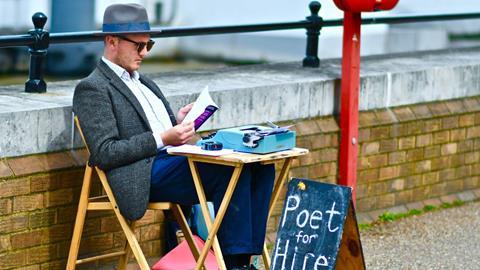 Poet for hire, South Bank, London