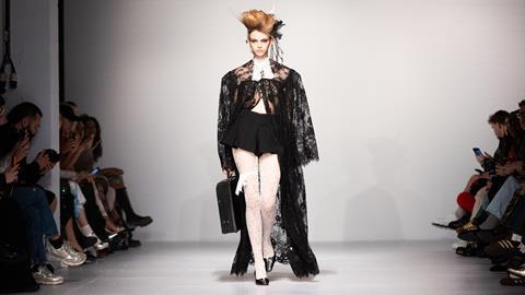 Model during Yuhan Wang AW24 catwalk show, London Fashion Week