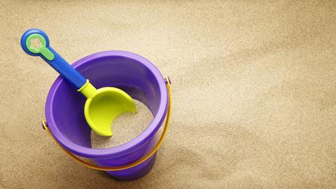 Bucket and spade in a sandbox