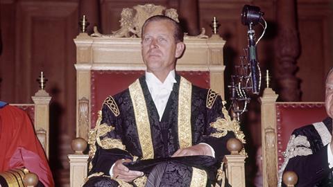 Prince Philip in the robes of Doctor of Law at Edinburgh University