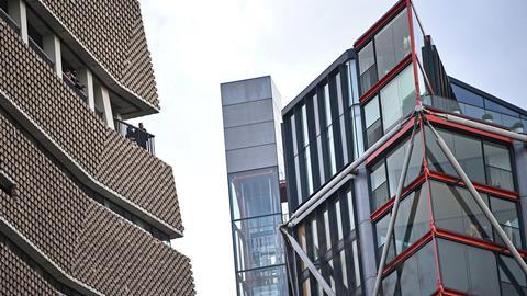 Flats in the Neo Bankside development on the London's South Bank (right) are overlooked by the Tate's viewing gallery (left)