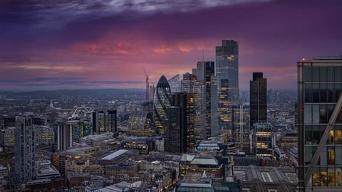 City of London skyline at dusk