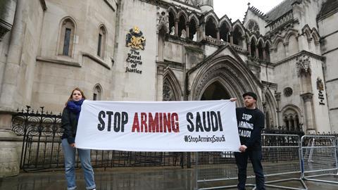 Protest against arms trade in Saudi Arabia