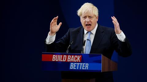 Boris Johnson delivers his leader's speech at the Tory party conference