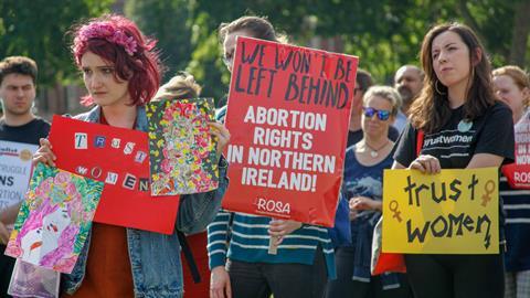 Abortion in Northern Ireland Protesters. Pro-choice groups and supporters protested in London, UK, on 5 June 2018