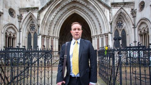 Tom Hayes outside the RCJ. Libor scandal appeal hearing in London
