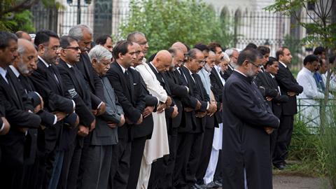Pakistani lawyers offer funeral prayers for colleagues killed in a bombing in Quetta, 2016