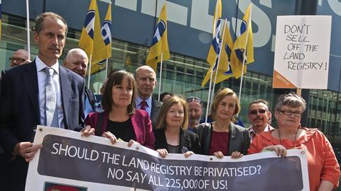 Demonstrators hand in petition against Land Registry sell off to department for Business, Innovation and Skills
