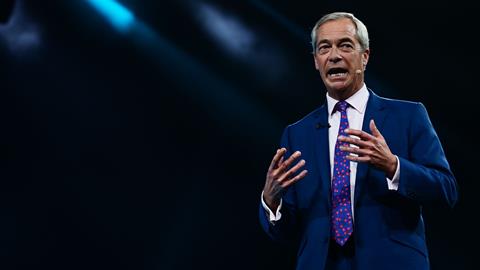 Nigel Farage speaks at the Reform UK Party Conference in Birmingham, September 2025