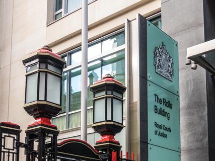 Rolls Building sign, Royal Courts of Justice