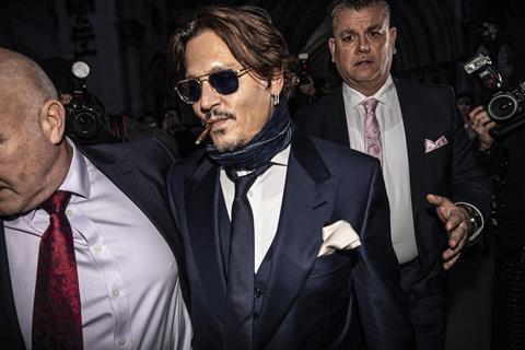 Johnny Depp leaving the High Court, Royal Courts Of Justice where he is suing the British tabloid newspaper The Sun