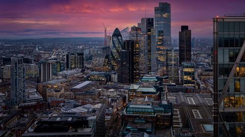 City of London skyline at dusk