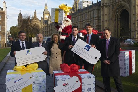 Shadow justice secretary Richard Burgon (third from right) launches campaign against PI reforms. 