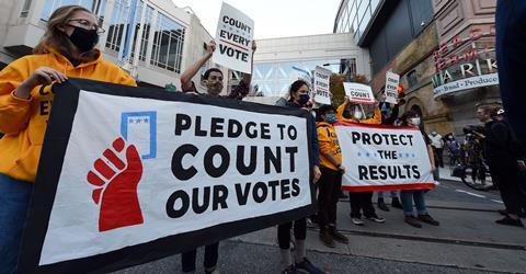 Philadelphia protesters demand that every vote be counted in the 2020 Presidential Election