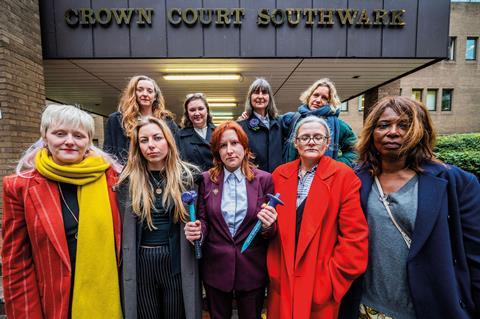 Climate protesters outside Southwark Crown Court