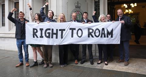 Dartmoor wild camp campaigners celebrate outside the Supreme Court