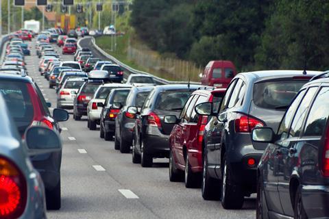 Cars queuing on a motorway