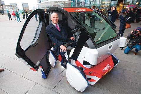 Vince Cable in a driverless car