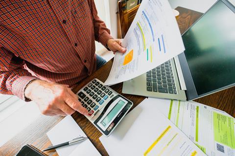 A man pays his bills