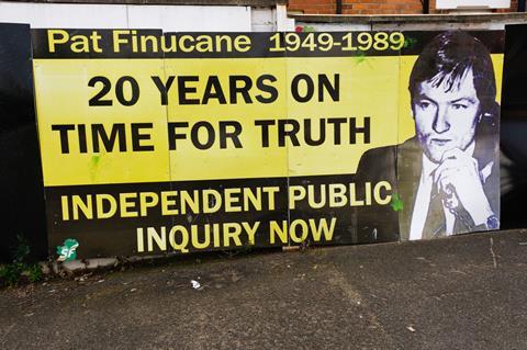 Mural calling for a public inquiry for Pat Finucane