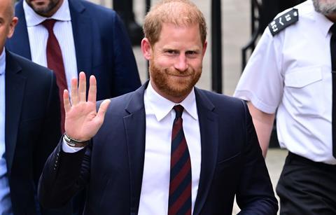 Prince Harry arrives at the Royal Courts of Justice, April 2025