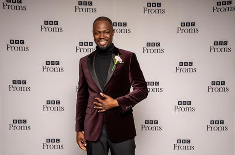 Sam Oladeinde, backstage at the Royal Albert Hall, before the Last Night of the Proms