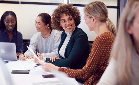 A group of business women in a work meeting