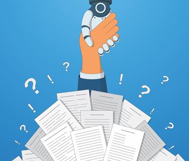 Robot lawyer helping hand