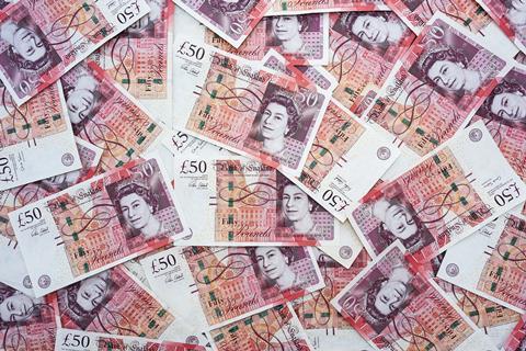 £50 notes scattered