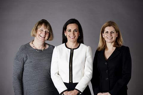 Amanda McAlister (centre) with Liz Cowell (left) and Fiona Wood (right)