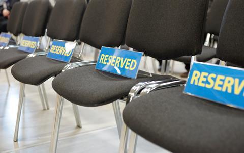 Reserved sign on seats