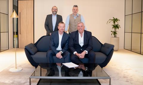 Back (L-R): Richard Langley, senior partner, and Simon Yeldham, CFO, Broadfield UK. Front (L-R): Chris Price, managing director and UK/EMEA head of SHPLS and John Hutchinson, managing partner, Broadfield UK