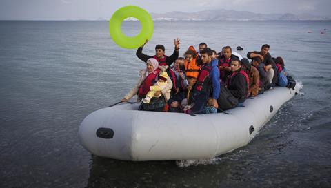 Refugees in a boat