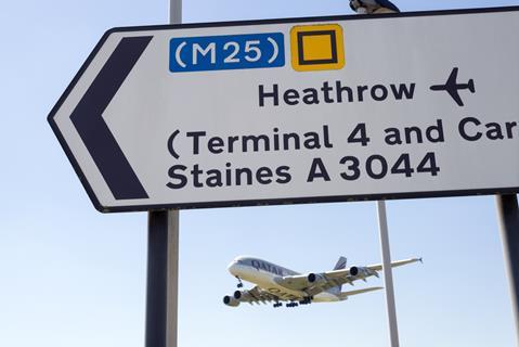 Road sign for Heathrow airport