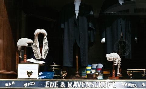 Wig and gown display, Ede & Ravenscroft