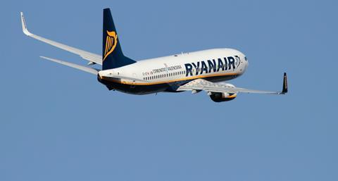 A Ryanair plane mid flight