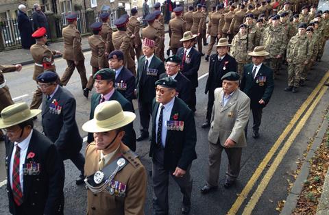 Army veterans march