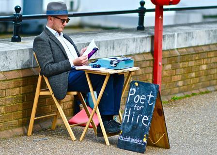 Poet for hire, South Bank, London