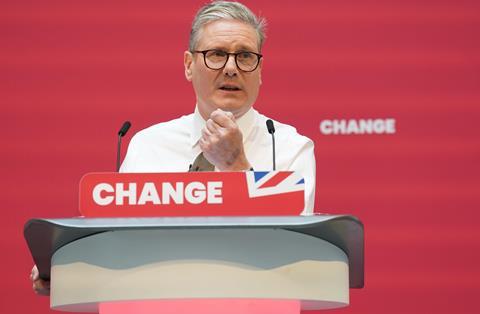 Labour Party leader Sir Keir Starmer launches his party's manifesto at Co-op HQ in Manchester, June 2024